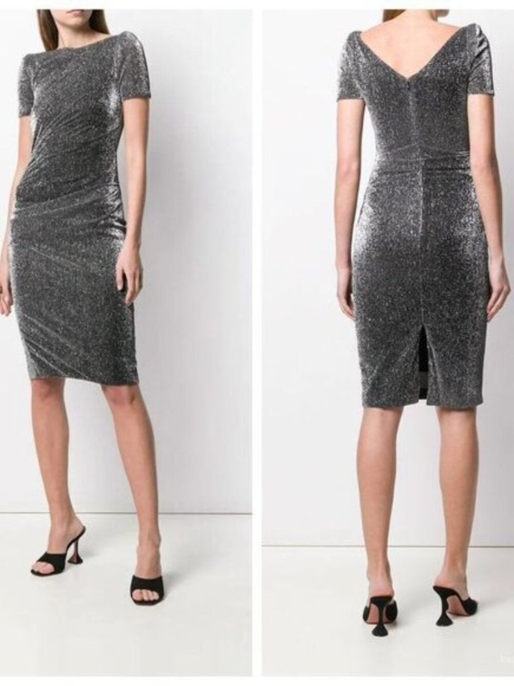 Talbot Runhof Metallic Ruched Dress